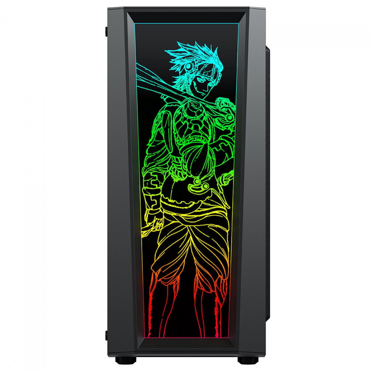 Gabinete Gamer Ninja Eraser, RGB, Mid Tower, Vidro Temperado, ATX, Sem Fonte, Com 1 Fan, GN-CS-ERMTB1F