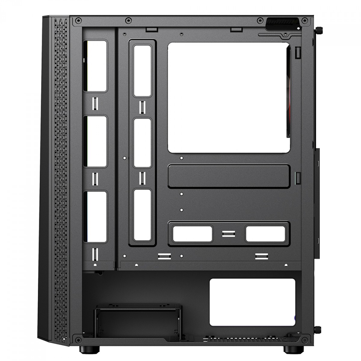 Gabinete Gamer Ninja Eraser, RGB, Mid Tower, Vidro Temperado, ATX, Sem Fonte, Com 1 Fan, GN-CS-ERMTB1F