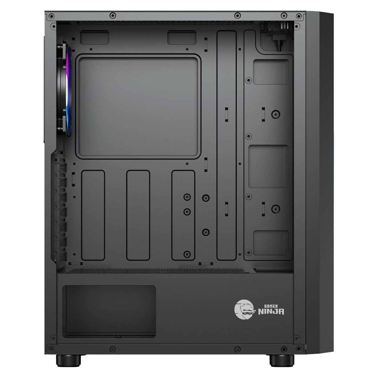 Gabinete Gamer Ninja Flash, RGB, Mid Tower, Vidro Temperado, ATX, Sem Fonte, Com 1 Fan, GN-CS-FLMTB1F