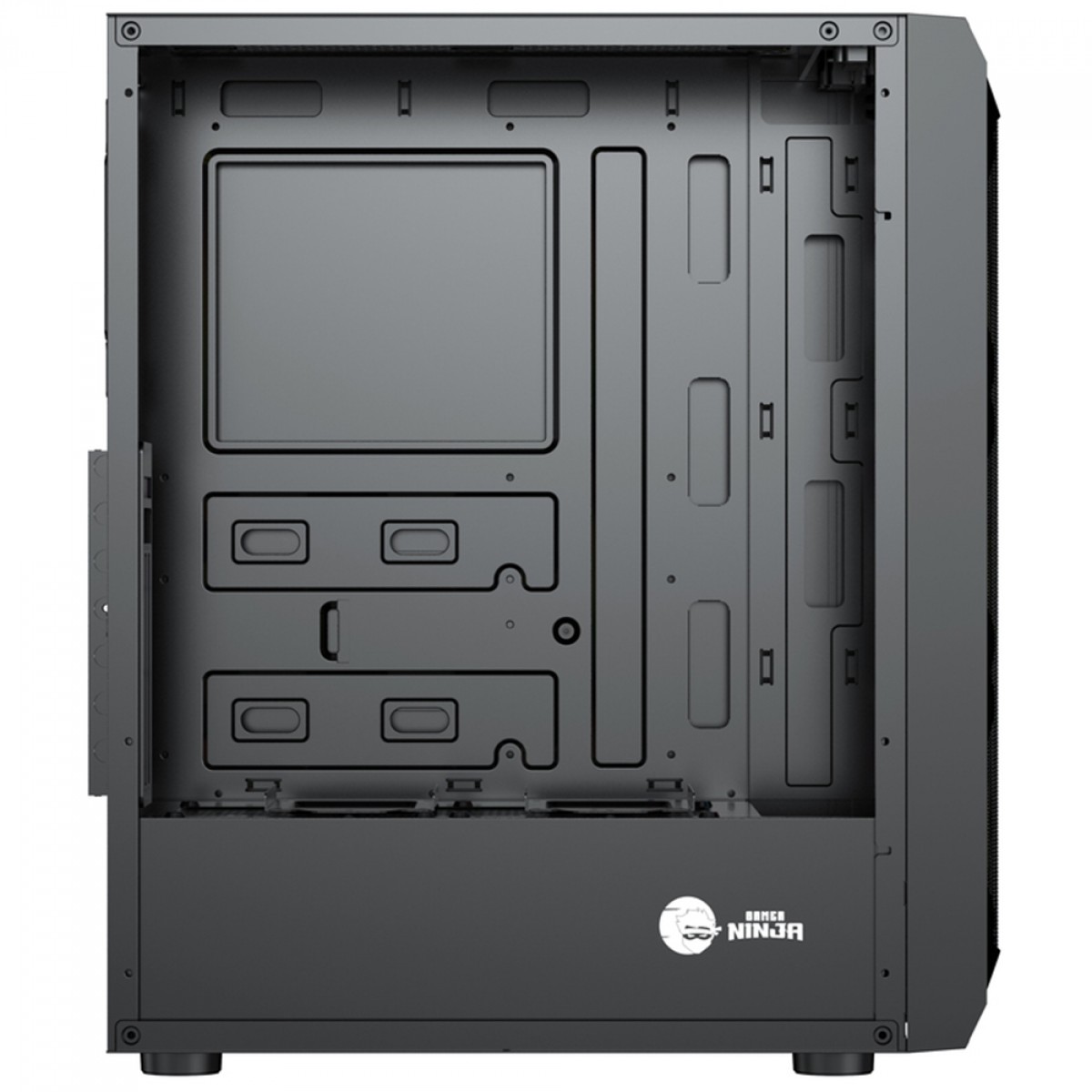 Gabinete Gamer Ninja Leaf, RGB, Mid Tower, Vidro Temperado, ATX, Sem Fonte, Com 3 Fans, GN-CS-LFMTB3F