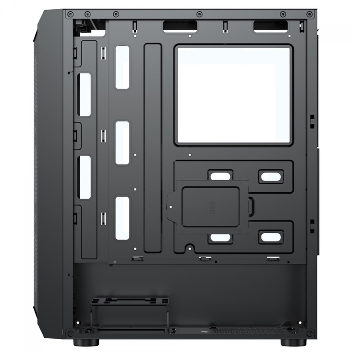 Gabinete Gamer Ninja Leaf, RGB, Mid Tower, Vidro Temperado, ATX, Sem Fonte, Com 3 Fans, GN-CS-LFMTB3F