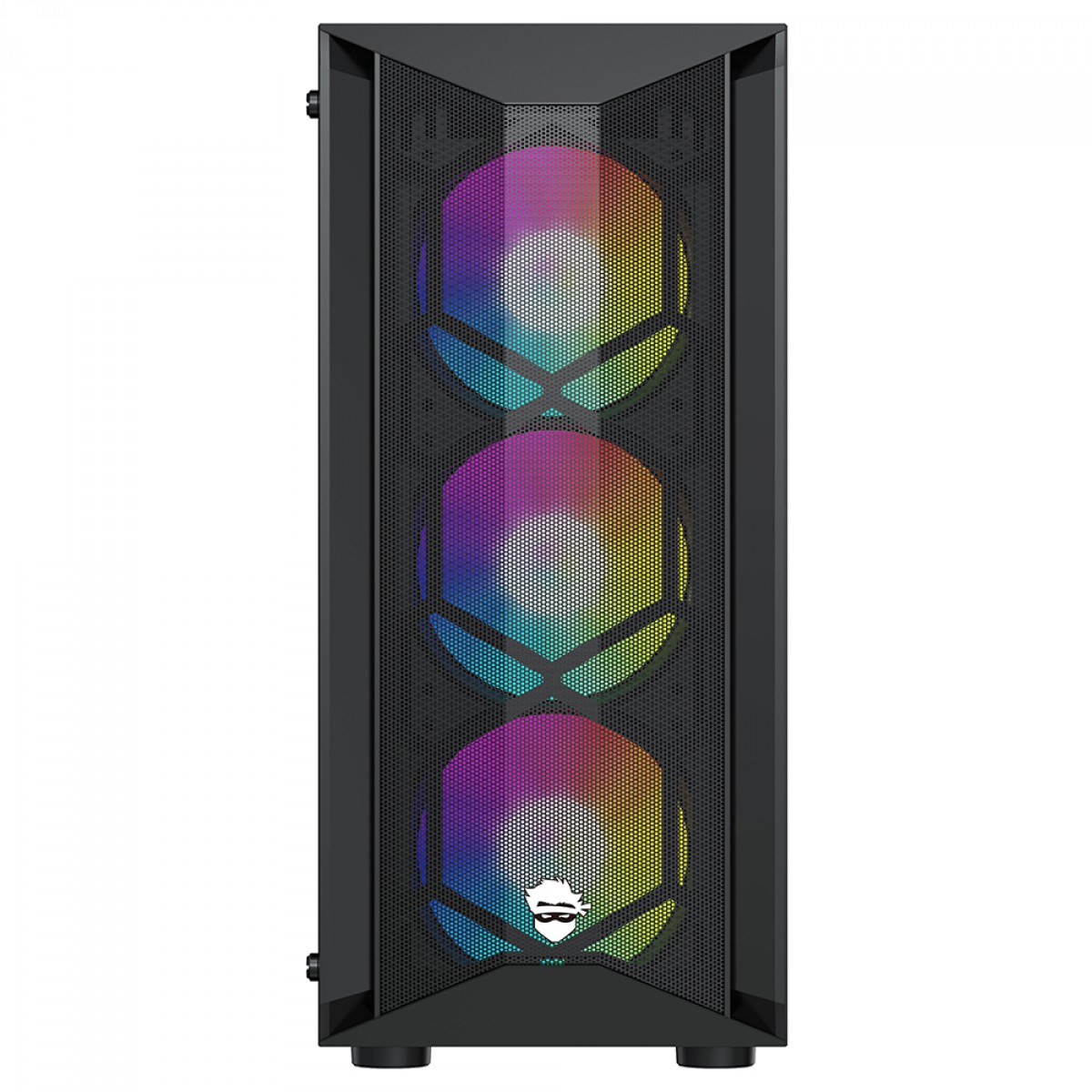Gabinete Gamer Ninja Leaf, RGB, Mid Tower, Vidro Temperado, ATX, Sem Fonte, Com 3 Fans, GN-CS-LFMTB3F
