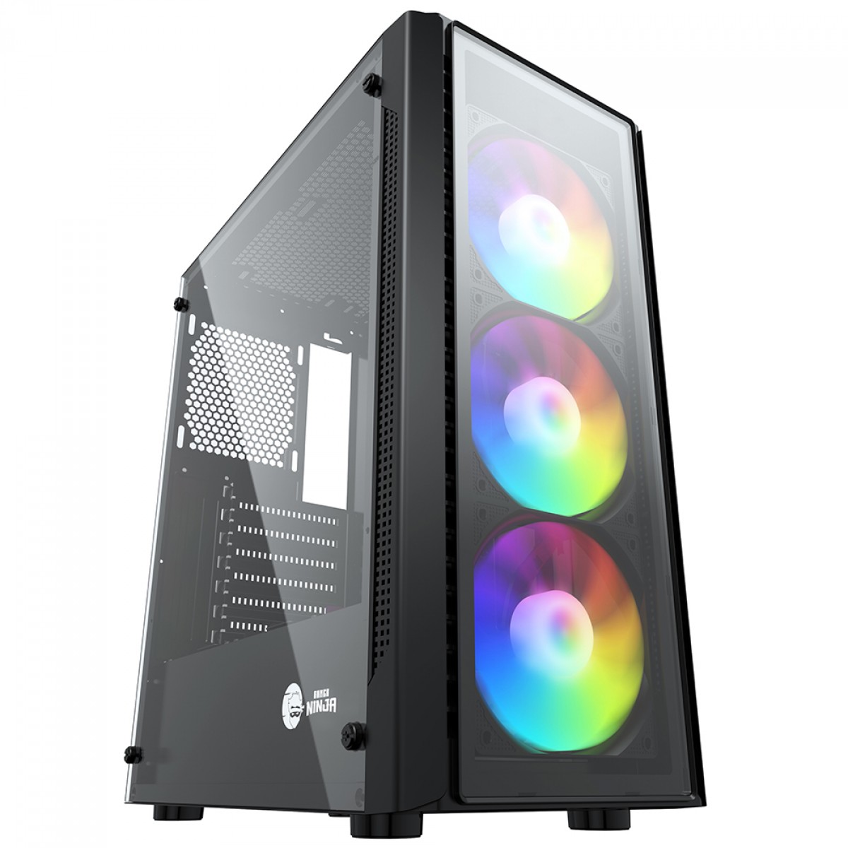 Gabinete Gamer Ninja FÚRIA, RGB, Mid Tower, Vidro Temperado, ATX, Sem Fonte, Com 3 Fans, GN-CS-FRMTB3F