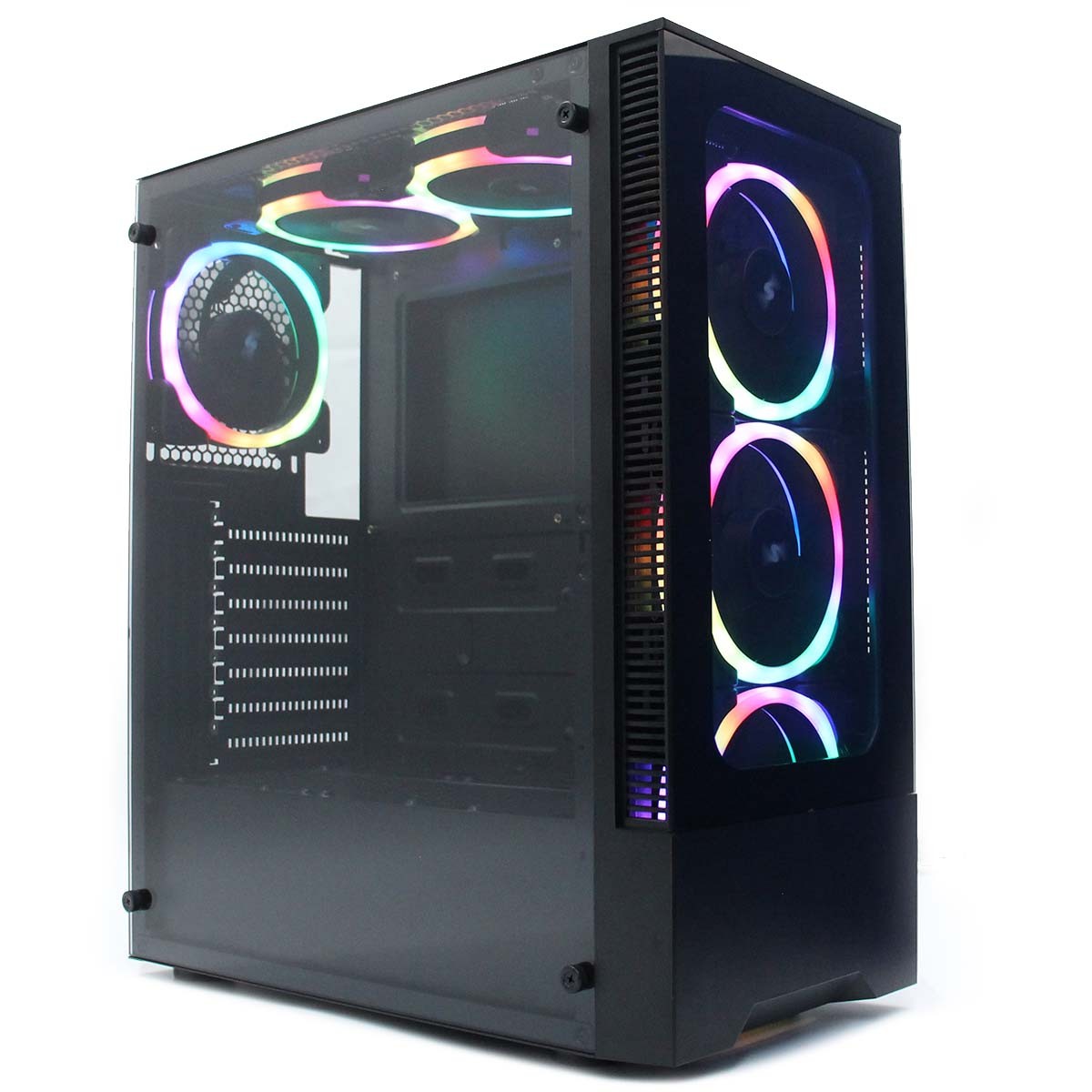 Gabinete Gamer Ninja Goemon, Mid Tower, Vidro Temperado, ATX, Black, Sem Fonte, Sem Fan, T004G