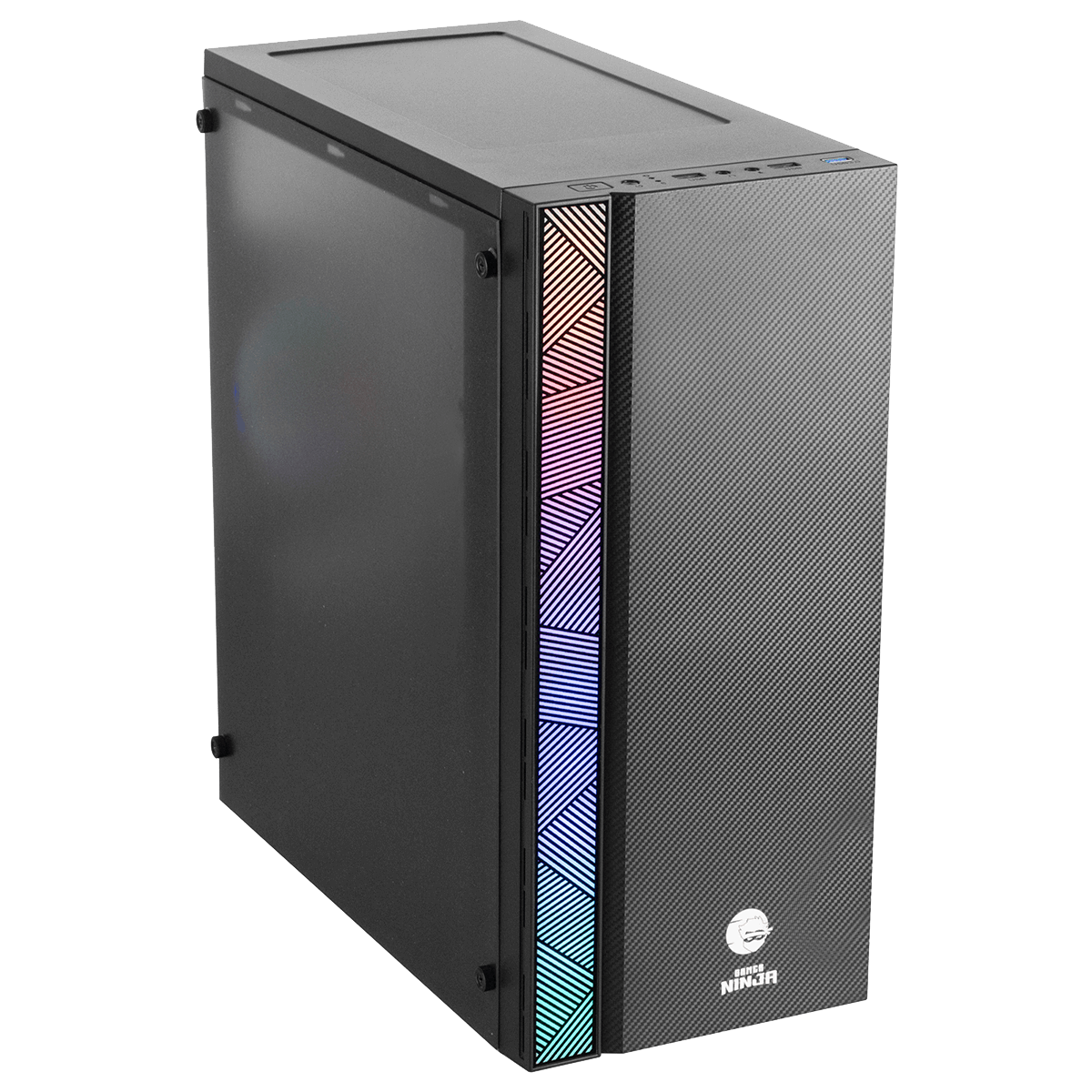Gabinete Gamer Ninja Hadria, Mid Tower, RGB, ATX, Black, Sem Fonte, Com 1 Fan