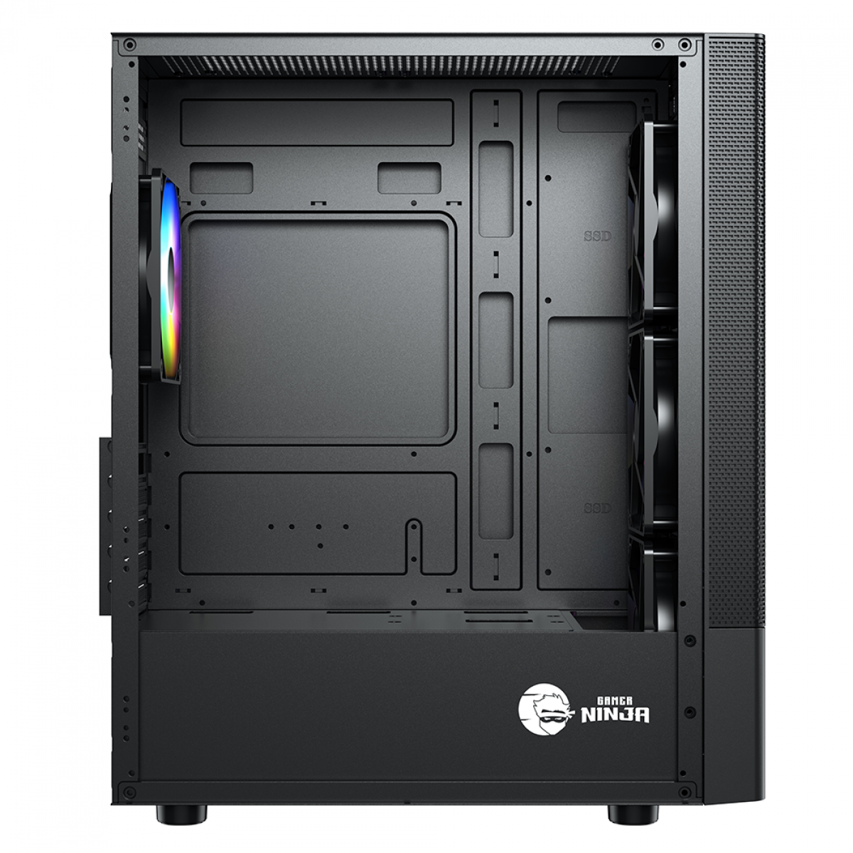 Gabinete Gamer Ninja Hive, Mid Tower, Vidro Temperado, Sem Fonte, Com 3 Fans, GN-CS-HVMTB3F