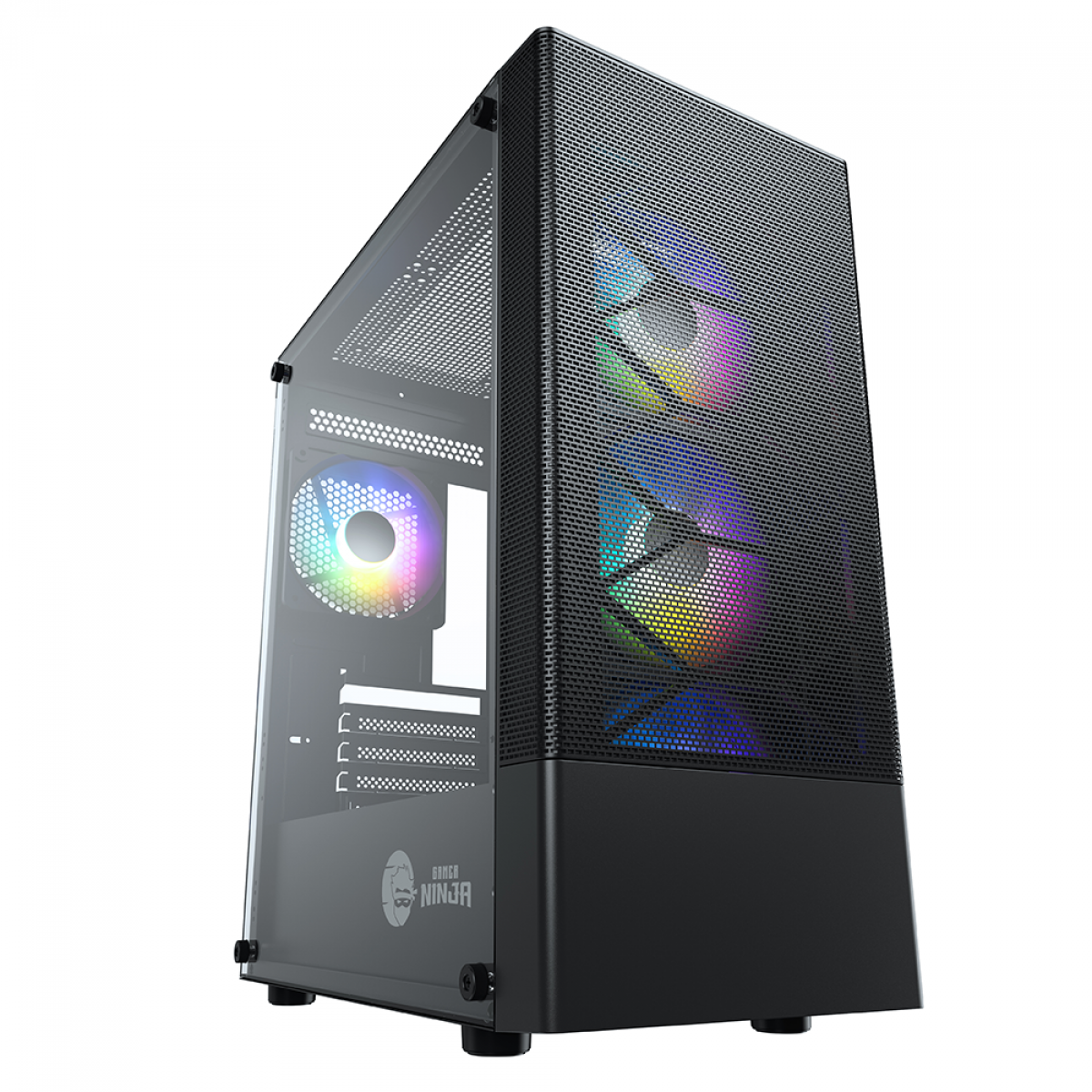 Gabinete Gamer Ninja Hive, Mid Tower, Vidro Temperado, Sem Fonte, Com 3 Fans, GN-CS-HVMTB3F