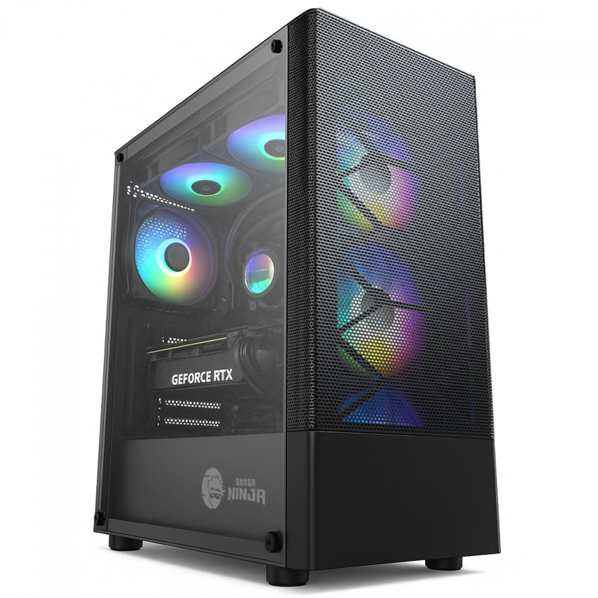 Gabinete Gamer Ninja Hive, Mid Tower, Vidro Temperado, Sem Fonte, Com 3 Fans, GN-CS-HVMTB3F