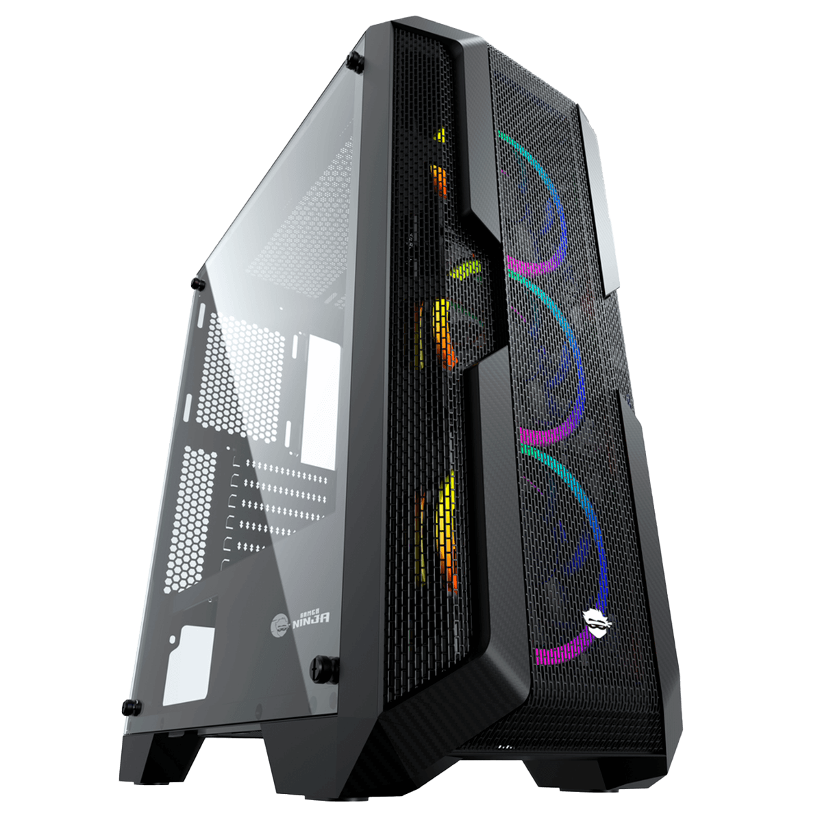 Gabinete Gamer Ninja Kage, RGB, Mid Tower, Vidro Temperado, ATX, Sem Fonte, Com 3 Fans
