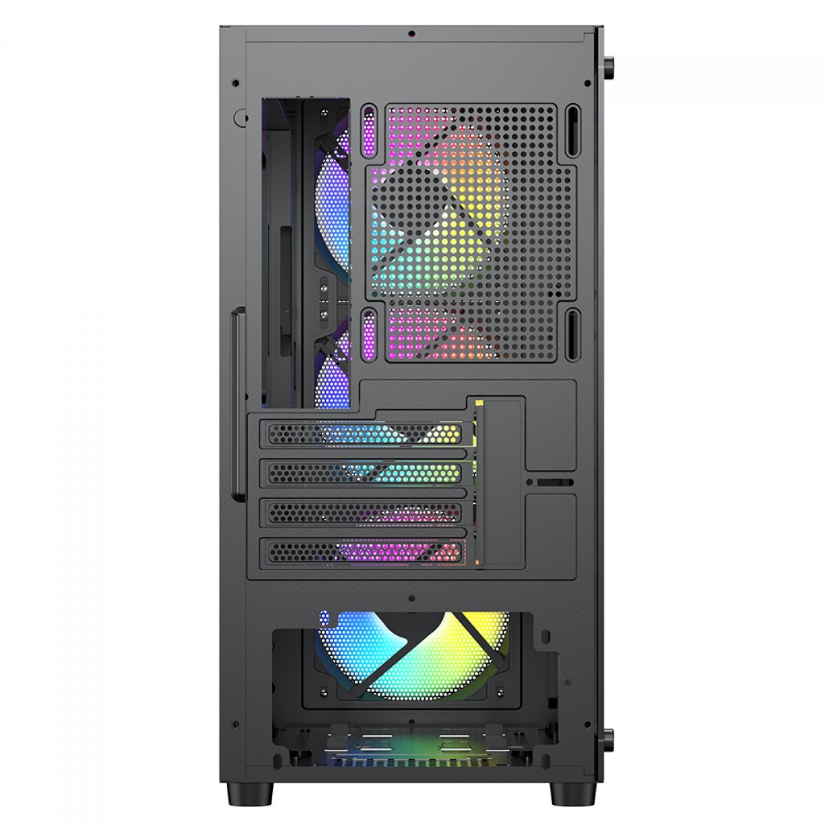 Gabinete Gamer Ninja Kennen, Mid Tower, Vidro Temperado, M-ATX, Black, Sem Fonte, Com 3 Fans, GN-CS-KNMTB3F