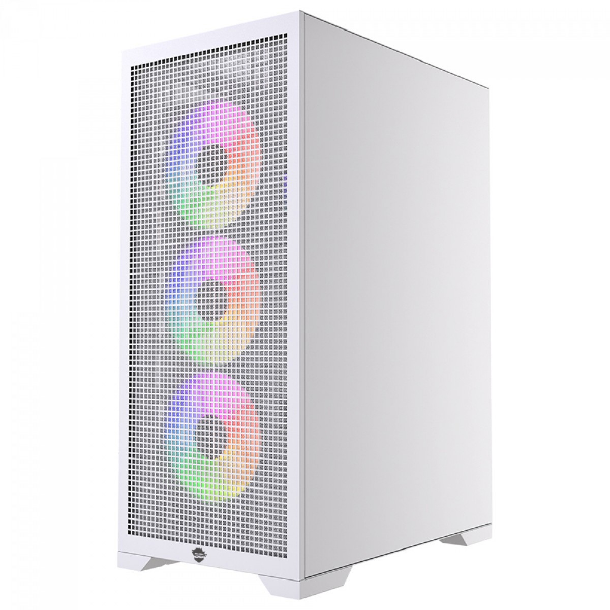 Gabinete Gamer Ninja Kurama, Mid Tower, Vidro Temperado, ATX, Sem Fonte, Com 4 Fans Rainbow, Branco, GN-CS-KRMTW4F