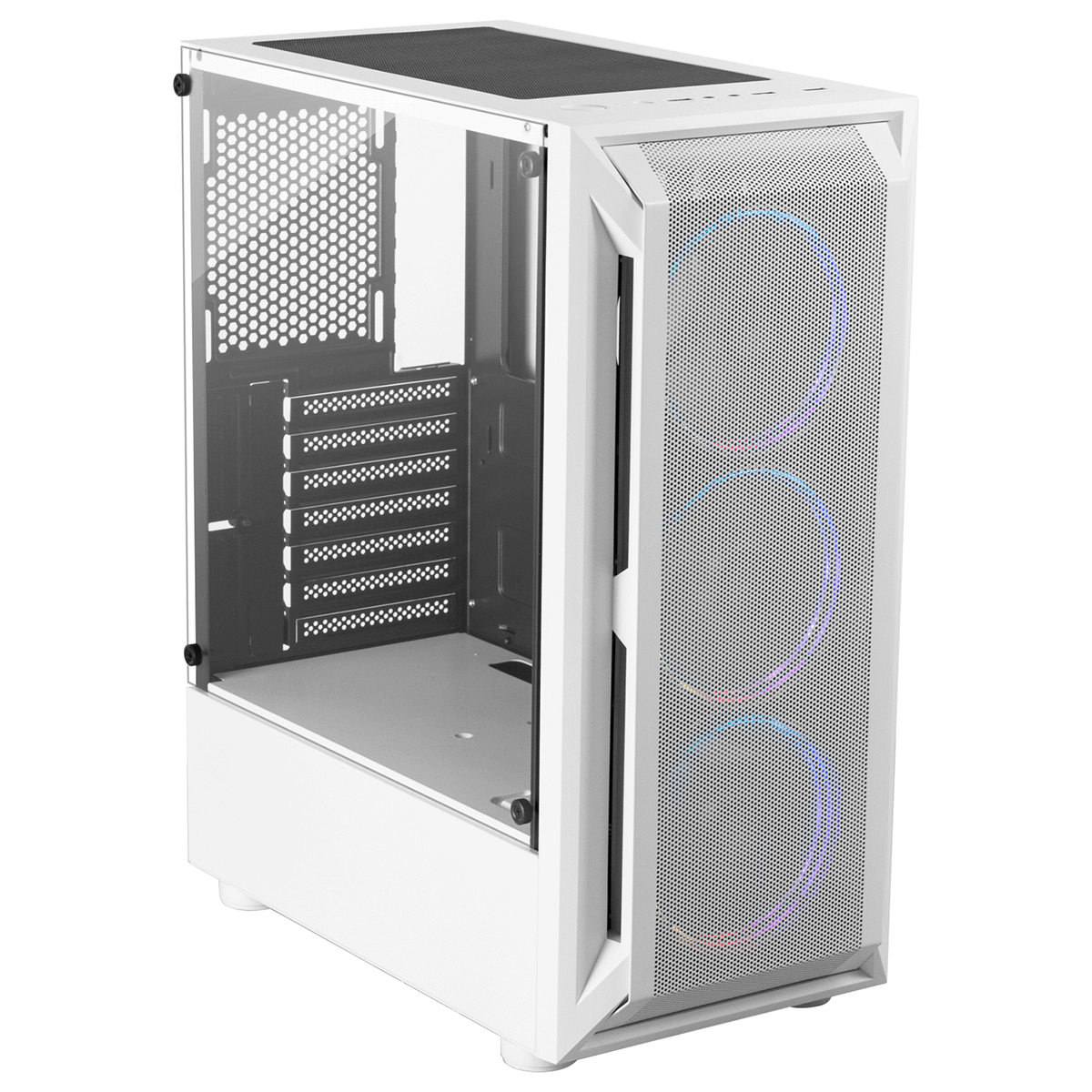 Gabinete Gamer Ninja Perseus, Mid Tower, RGB, ATX, White, Sem Fonte, Com 3 Fans