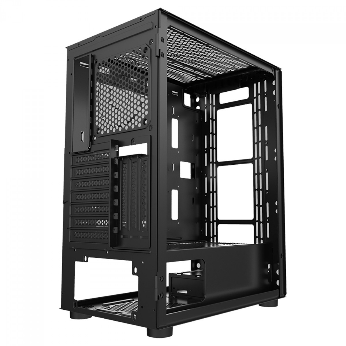 Gabinete Gamer Ninja Saga, Mid Tower, RGB, Vidro Temperado, ATX, Black, Sem Fonte, Com 4 Fans