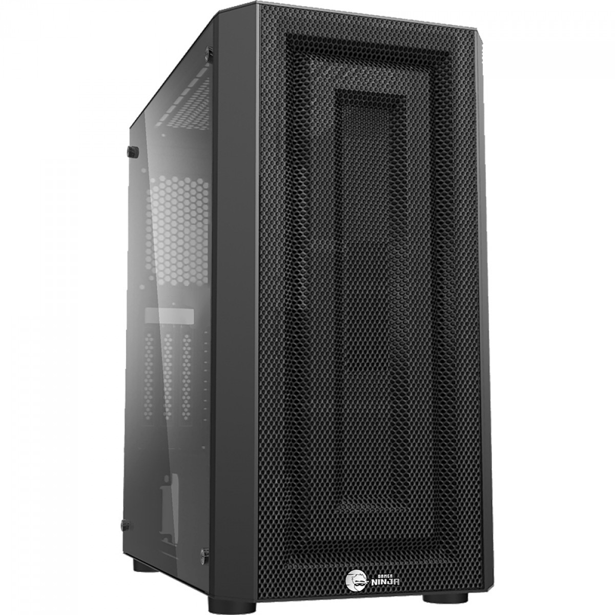 Gabinete Gamer Ninja Saga, Mid Tower, RGB, Vidro Temperado, ATX, Black, Sem Fonte, Com 4 Fans