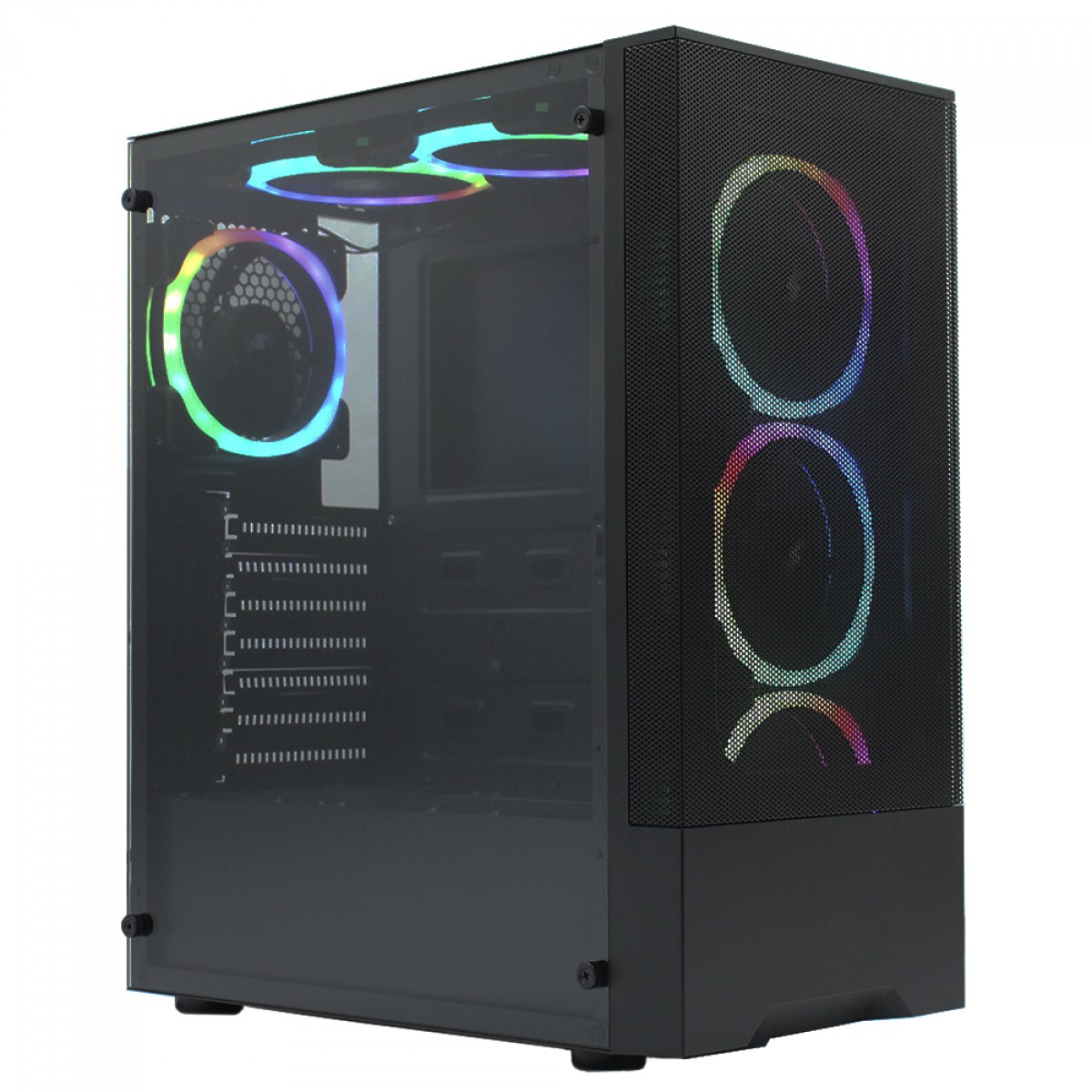 Gabinete Gamer Ninja Saizo, Mid Tower, Vidro Temperado, ATX, Black, Sem Fonte, Sem Fan, T004M