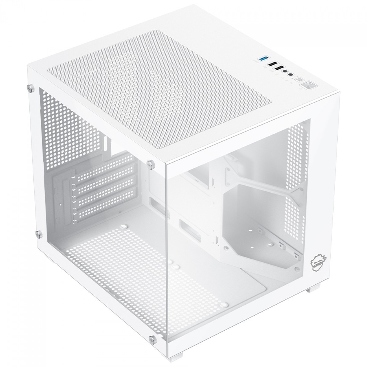 Gabinete Gamer Ninja Sato, Mini Tower, Vidro Temperado, M-ATX, Sem Fonte, Sem Fans, Branco, GN-CS-STMAWSF