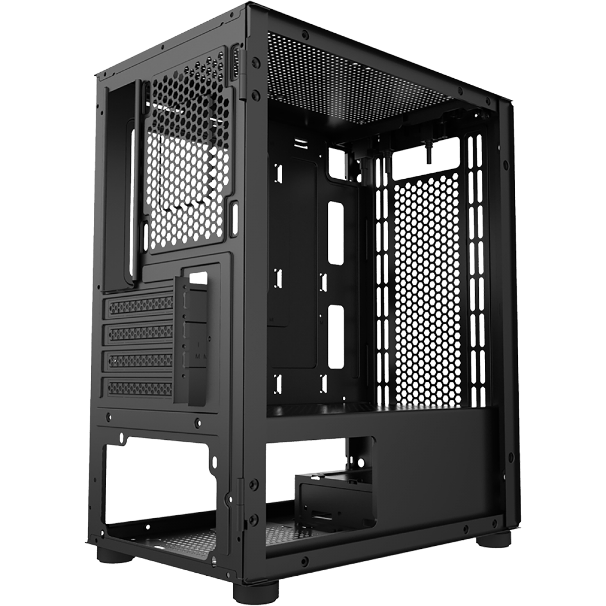 Gabinete Gamer Ninja Shura, Mini Tower, RGB, Vidro Temperado, Micro ATX, Black, Sem Fonte, Com 1 Fan