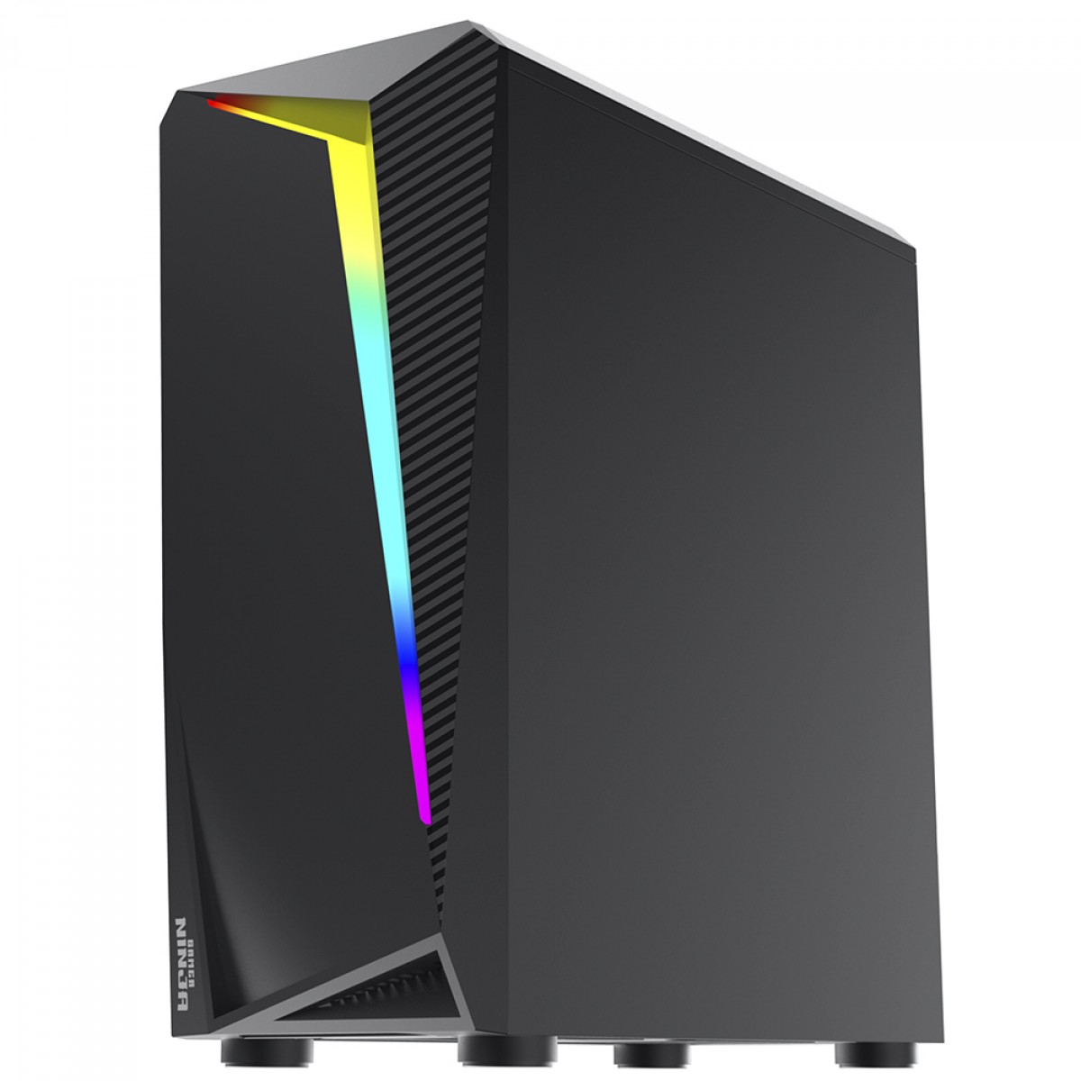 Gabinete Gamer Ninja Sword, RGB, Mid Tower, Vidro Temperado, ATX, Black, Sem Fonte, Com 1 Fan