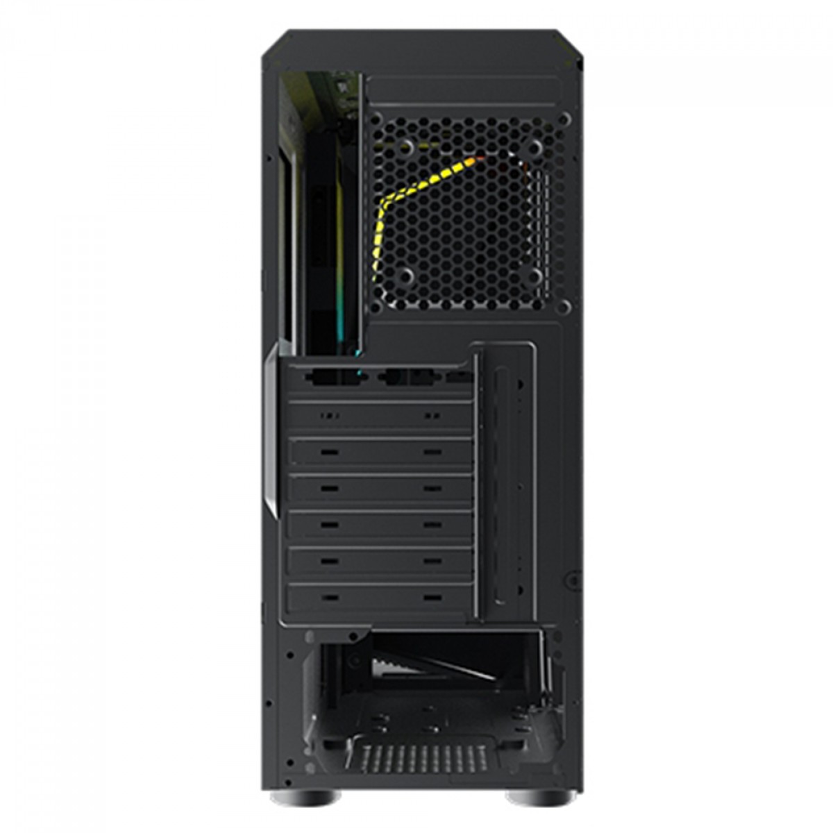 Gabinete Gamer Ninja Sword, RGB, Mid Tower, Vidro Temperado, ATX, Black, Sem Fonte, Com 1 Fan
