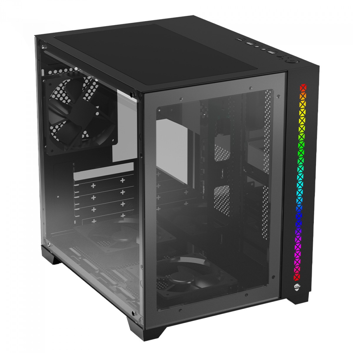 Gabinete Gamer Ninja Tsume, Cube, Aquário, Mid Tower, RGB, Vidro Temperado, M-ATX, Black, Sem Fonte, Sem fan