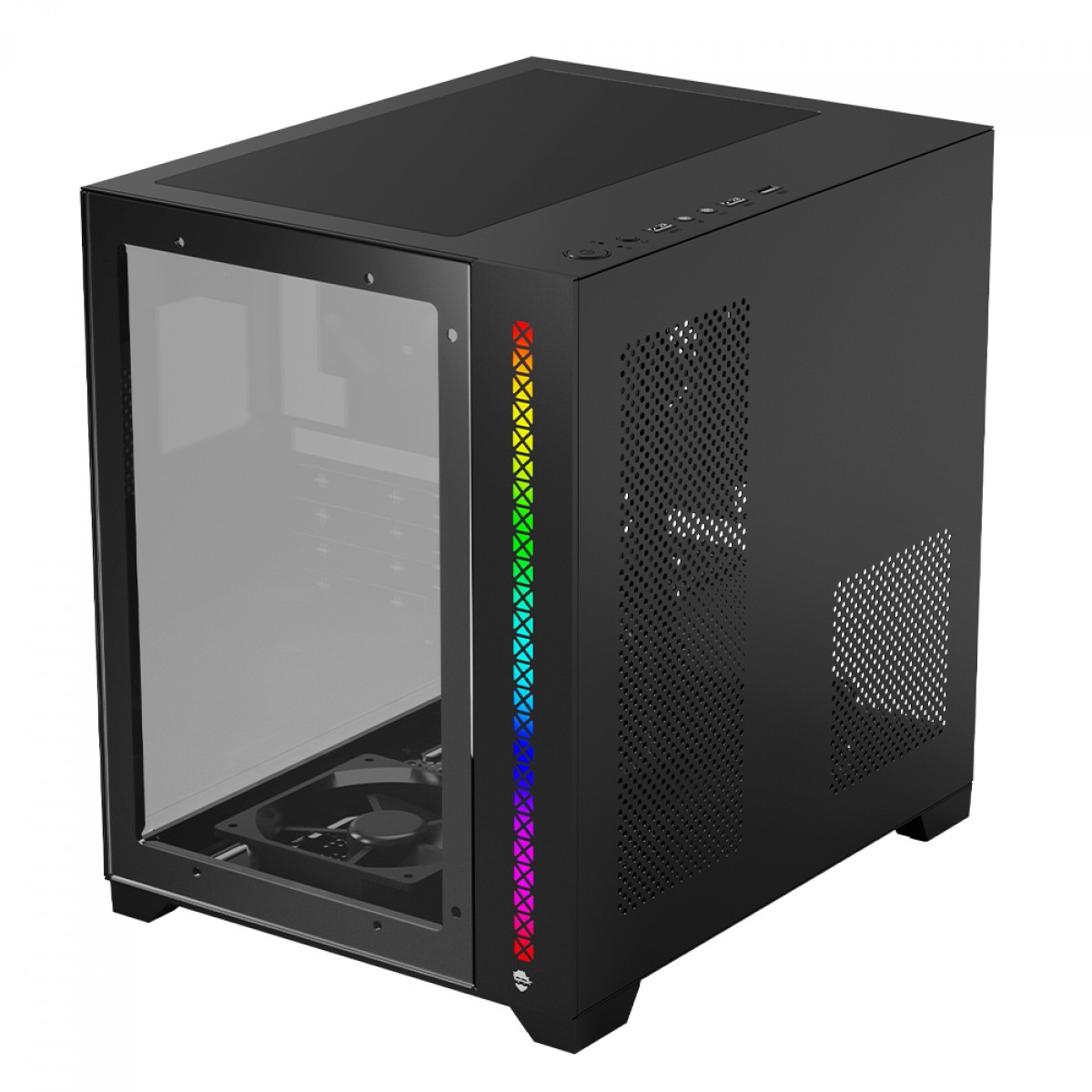 Gabinete Gamer Ninja Tsume, Cube, Aquário, Mid Tower, RGB, Vidro Temperado, M-ATX, Black, Sem Fonte, Sem fan