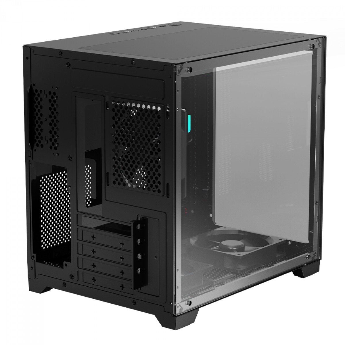 Gabinete Gamer Ninja Tsume, Cube, Aquário, Mid Tower, RGB, Vidro Temperado, M-ATX, Black, Sem Fonte, Sem fan
