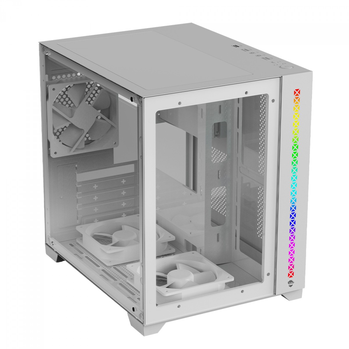 Gabinete Gamer Ninja Tsume, Cube, Mid Tower, RGB, Vidro Temperado, M-ATX, White, Sem Fonte, Sem fan