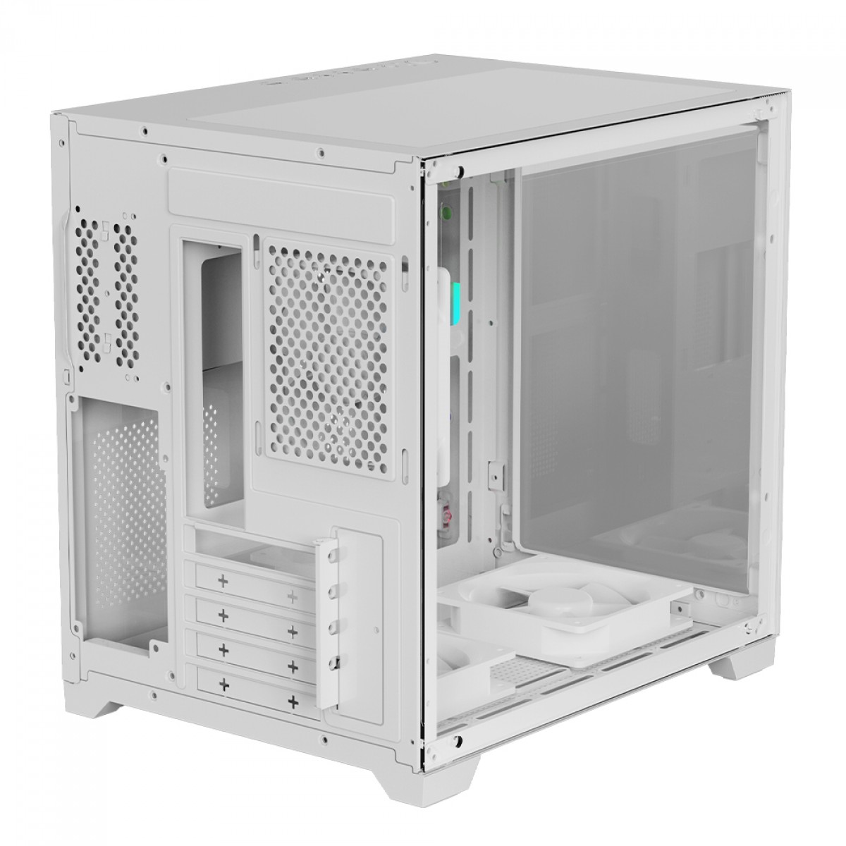 Gabinete Gamer Ninja Tsume, Cube, Mid Tower, RGB, Vidro Temperado, M-ATX, White, Sem Fonte, Sem fan