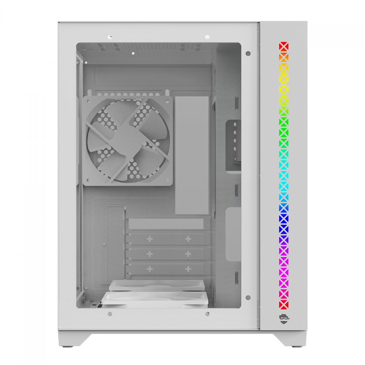 Gabinete Gamer Ninja Tsume, Cube, Mid Tower, RGB, Vidro Temperado, M-ATX, White, Sem Fonte, Sem fan