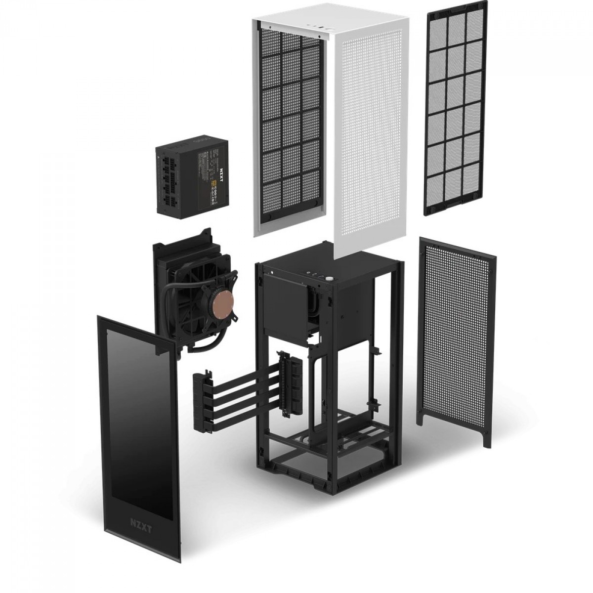 Gabinete Gamer NZXT H1, Mini Tower, Vidro Temperado, Mini ITX, White, Com Fonte, Com Watercooler, CA-H16WR-W1-US 