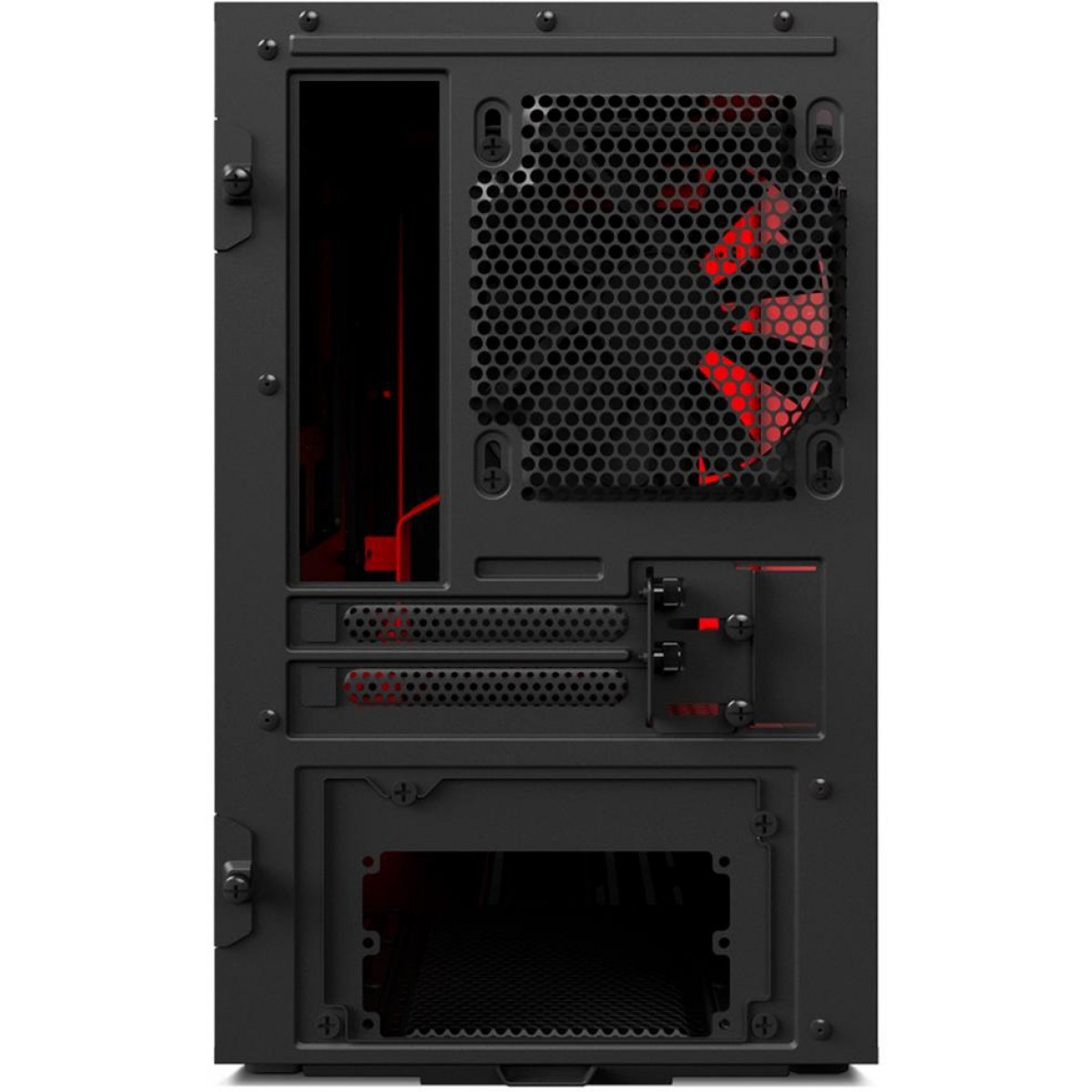 Gabinete Gamer NZXT H200, Mini Tower, Com 2 Fans, Vidro Temperado, Black-Red, S-Fonte, CA-H200B-BR