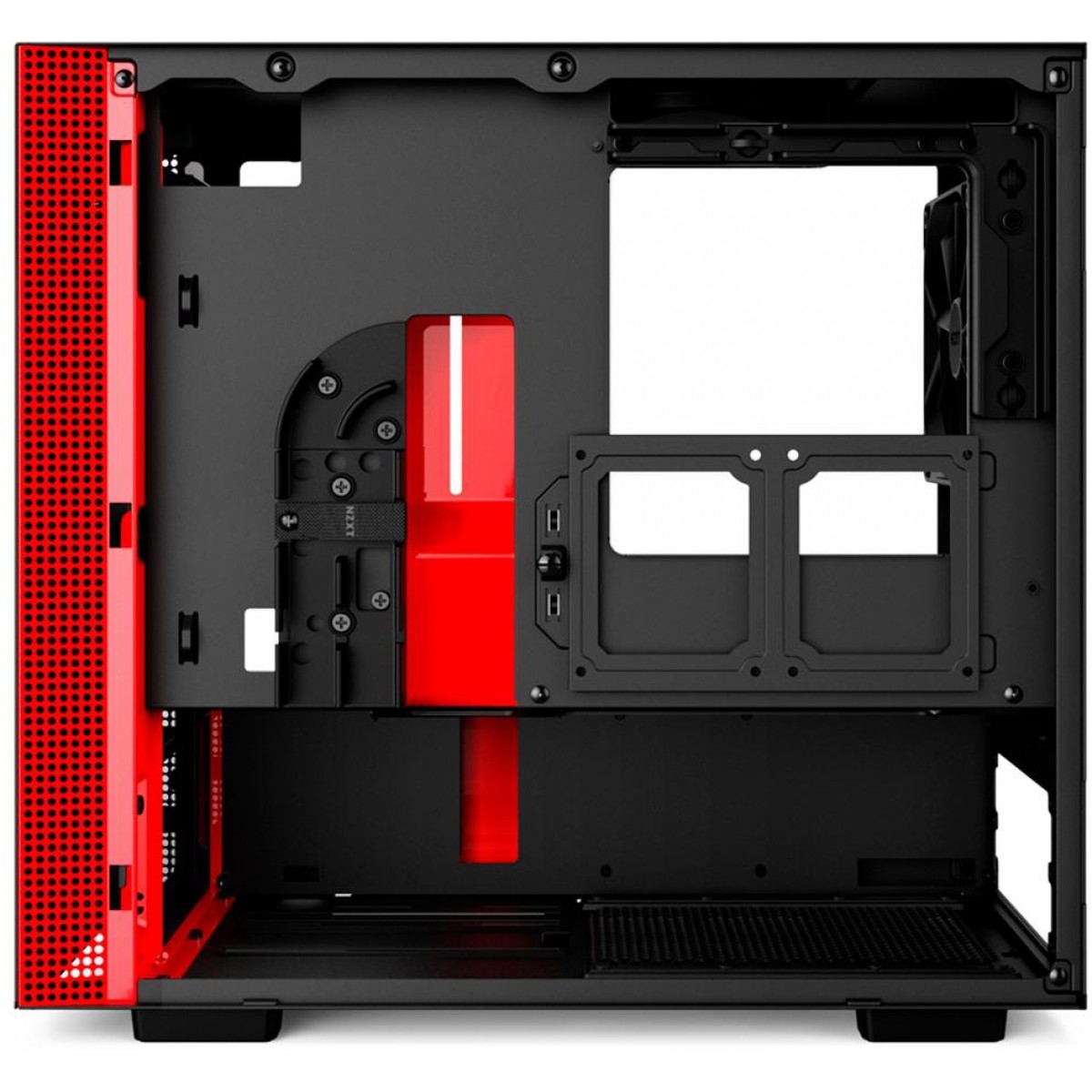 Gabinete Gamer NZXT H200, Mini Tower, Com 2 Fans, Vidro Temperado, Black-Red, S-Fonte, CA-H200B-BR