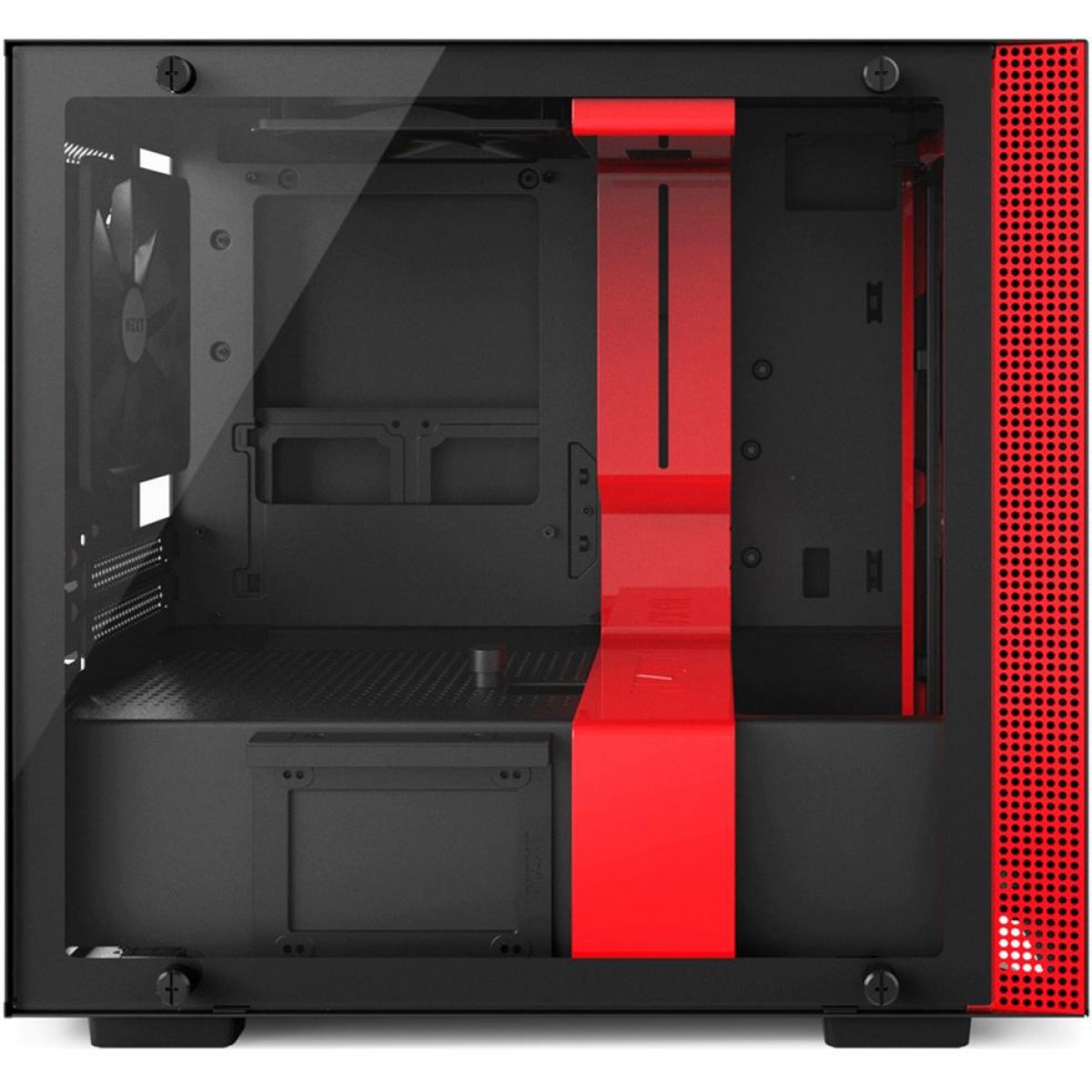 Gabinete Gamer NZXT H200, Mini Tower, Com 2 Fans, Vidro Temperado, Black-Red, S-Fonte, CA-H200B-BR
