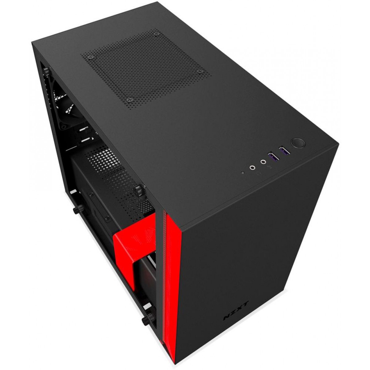 Gabinete Gamer NZXT H200, Mini Tower, Com 2 Fans, Vidro Temperado, Black-Red, S-Fonte, CA-H200B-BR
