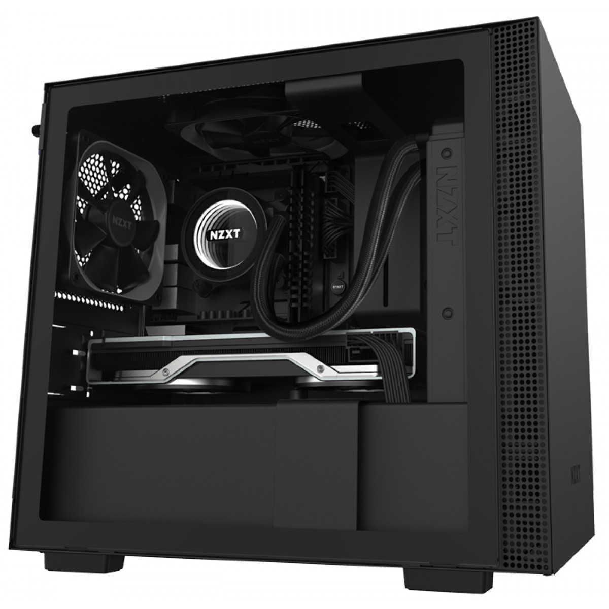 Gabinete Gamer NZXT H210, Mini Tower, Vidro Temperado, Black, Sem Fonte, Com 2 Fans, CA-H210B-B1