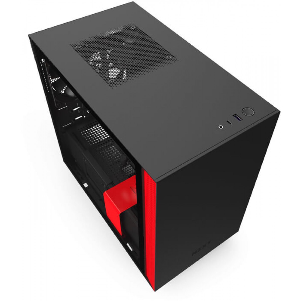 Gabinete Gamer NZXT H210i, Mini Tower, Vidro Temperado, Red, Sem Fonte, Com 2 Fans, CA-H210I-BR