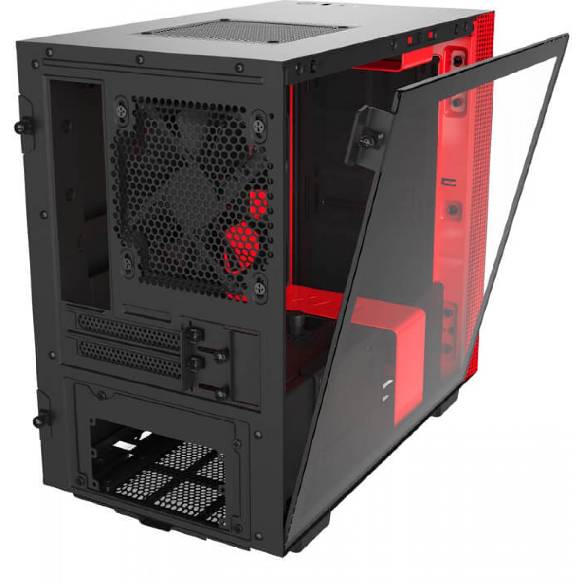 Gabinete Gamer NZXT H210i, Mini Tower, Vidro Temperado, Red, Sem Fonte, Com 2 Fans, CA-H210I-BR