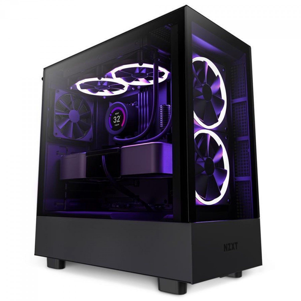 Gabinete Gamer NZXT H5 Elite, Mid Tower, Vidro Temperado, ATX, Black, Sem Fonte, Com 3 Fans, CC-H51EB-01