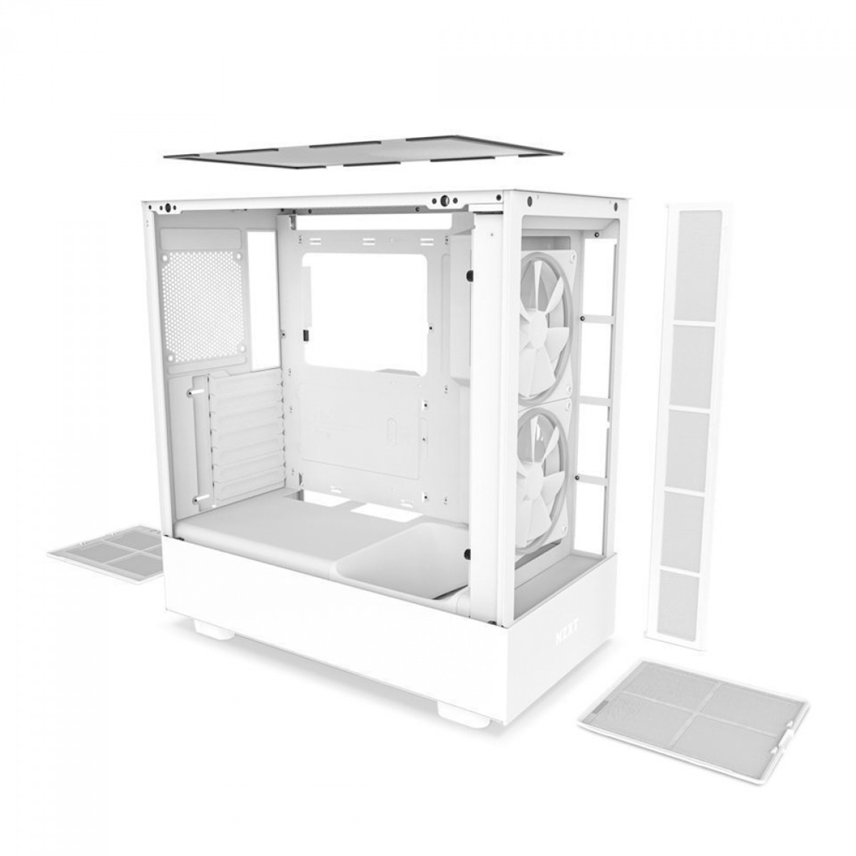 Gabinete Gamer NZXT H5 Elite, Mid Tower, Vidro Temperado, ATX, White, Sem Fonte, Com 3 Fans, CC-H51EW-01