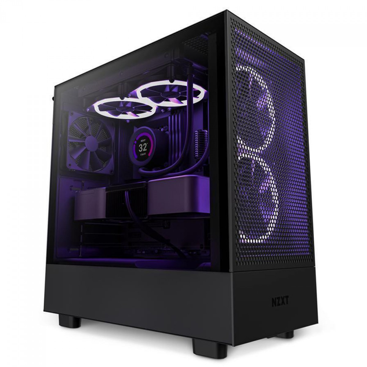 Gabinete Gamer NZXT H5 Flow, Mid Tower, Vidro Temperado, ATX, Black, Sem Fonte, Com 2 Fans, CC-H51FB-01