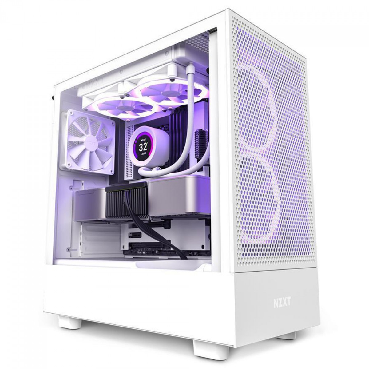 Gabinete Gamer NZXT H5 Flow, Mid Tower, Vidro Temperado, ATX, White, Sem Fonte, Com 2 Fans, CC-H51FW-01