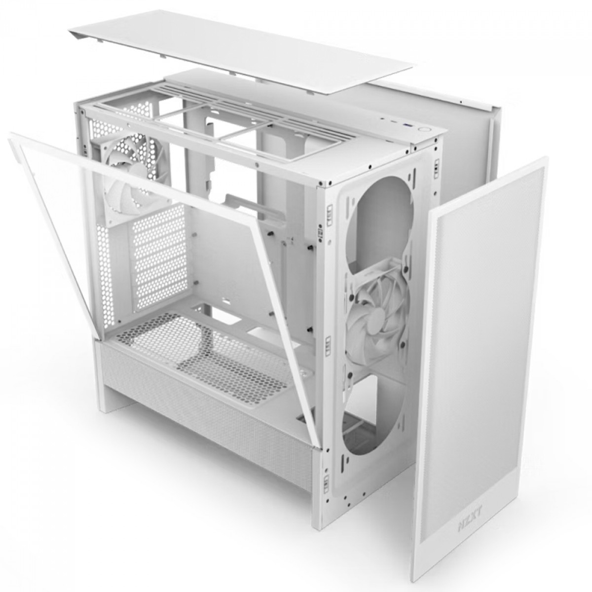 Gabinete Gamer NZXT H5 Flow, Mid Tower, Vidro Temperado, EATX, Sem Fonte, Com 2 Fans, Branco, CC-H52FW-01