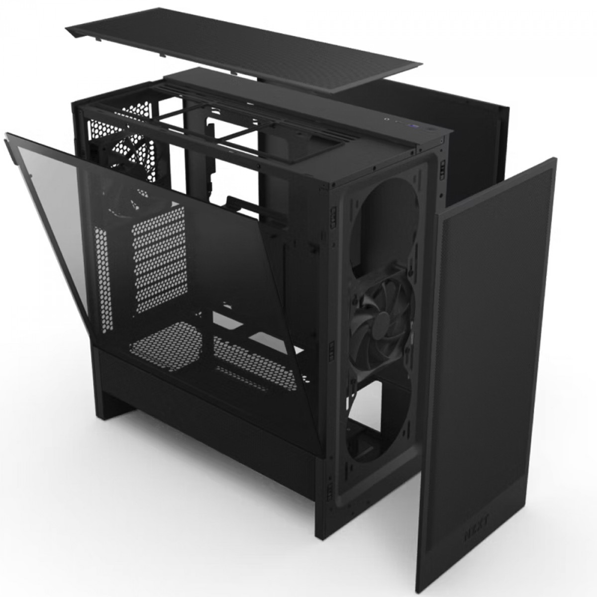 Gabinete Gamer NZXT H5 Flow, Mid Tower, Vidro Temperado, EATX, Sem Fonte, Com 2 Fans, Preto, CC-H52FB-01