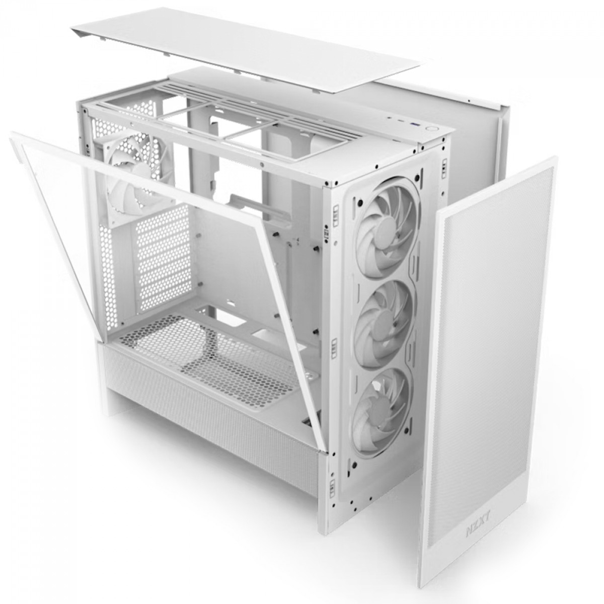 Gabinete Gamer NZXT H5 Flow RGB, Mid Tower, Vidro Temperado, EATX, Sem Fonte, Com 4 Fans, Branco, CC-H52FW-R1