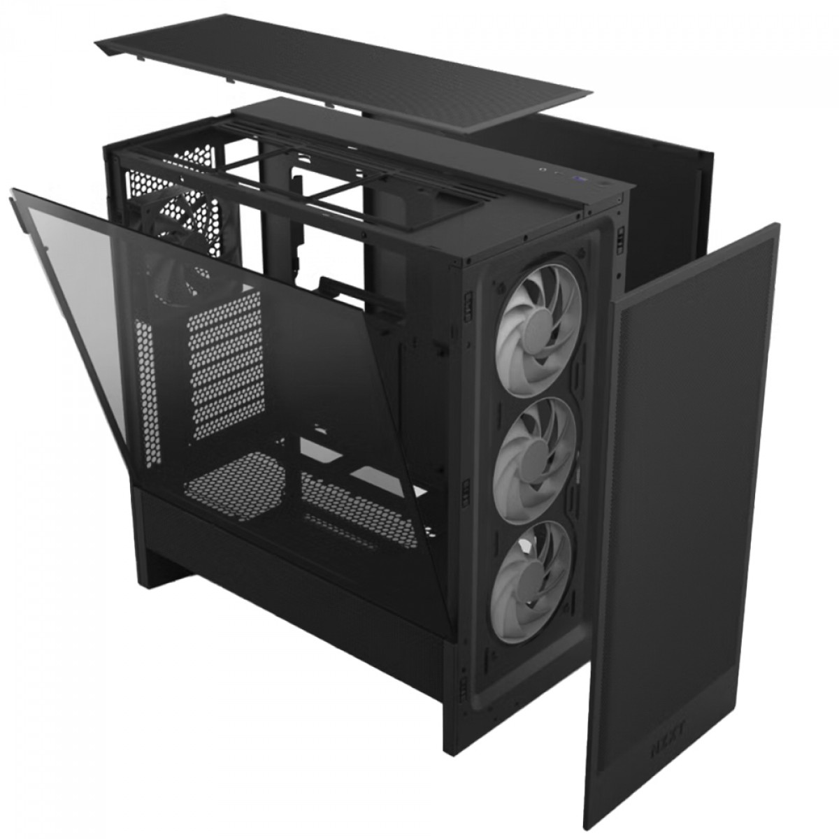 Gabinete Gamer NZXT H5 Flow RGB, Mid Tower, Vidro Temperado, EATX, Sem Fonte, Com 4 Fans, Preto, CC-H52FB-R1