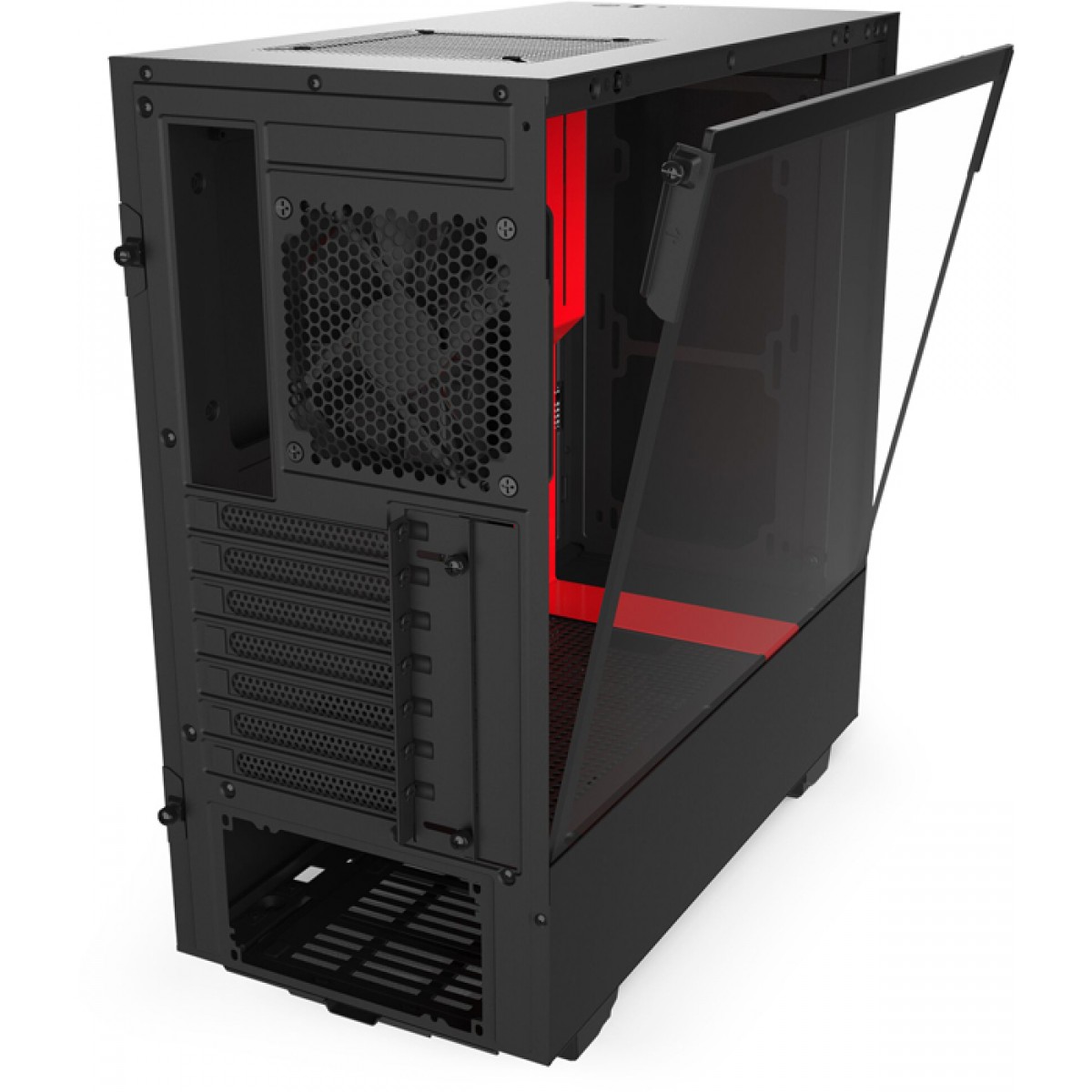 Gabinete Gamer NZXT H510, Mid Tower, Vidro Temperado, Red, Sem Fonte, Com 2 Fans, CA-H510B-BR