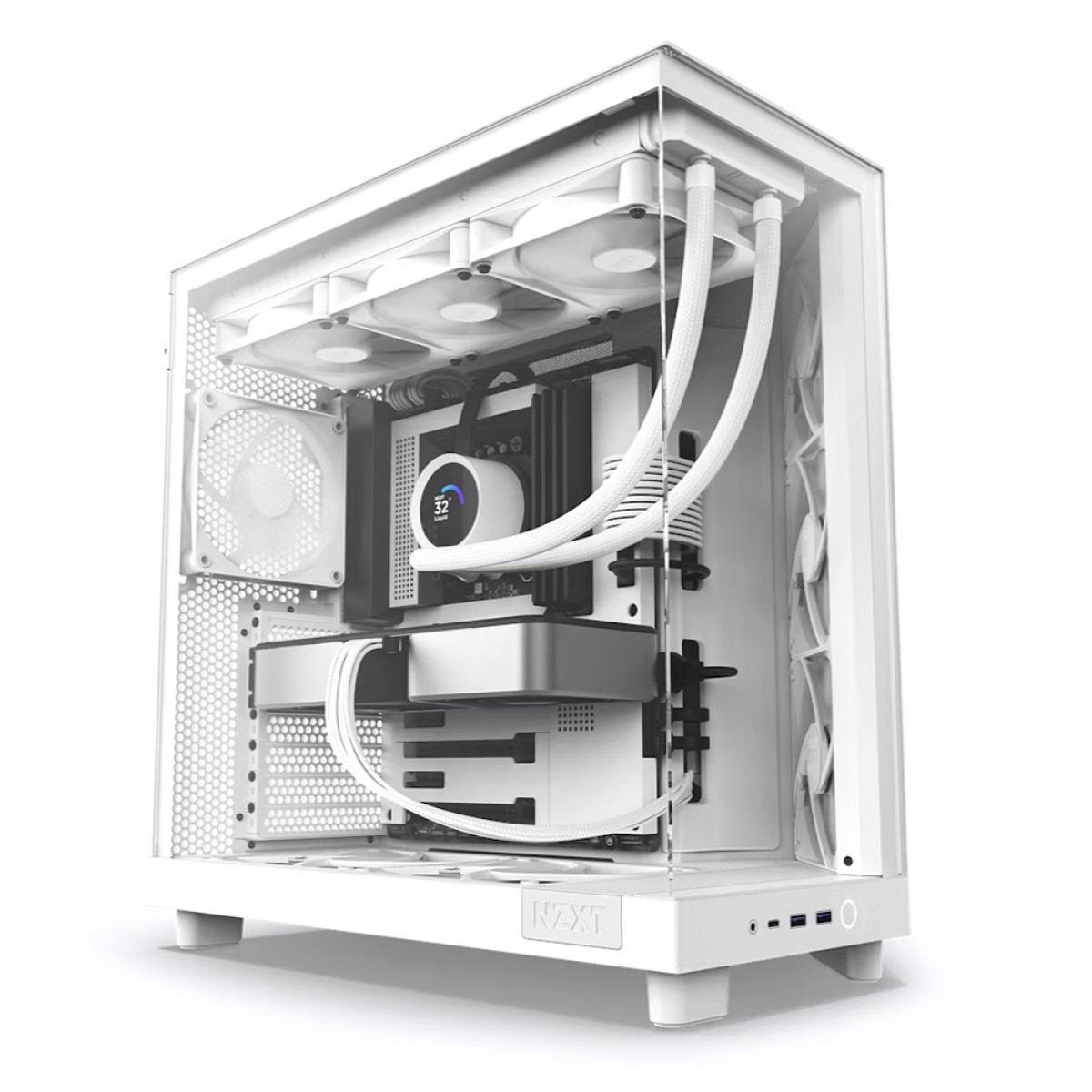 Gabinete Gamer NZXT H6 Flow, Mid Tower, Vidro Temperado, White, ATX, Sem Fonte, 3 Fans, CC-H61FW-01