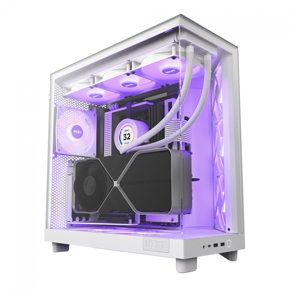 Gabinete Gamer NZXT H6 Flow RGB, Mid Tower, Vidro Temperado, White, ATX, Sem Fonte, 3 Fans, CC-H61FW-R1