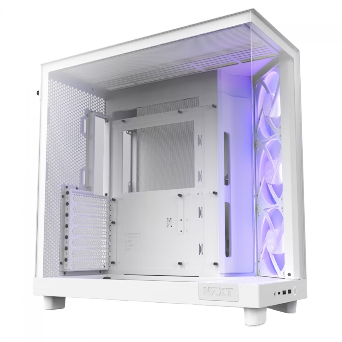 Gabinete Gamer NZXT H6 Flow RGB, Mid Tower, Vidro Temperado, White, ATX, Sem Fonte, 3 Fans, CC-H61FW-R1