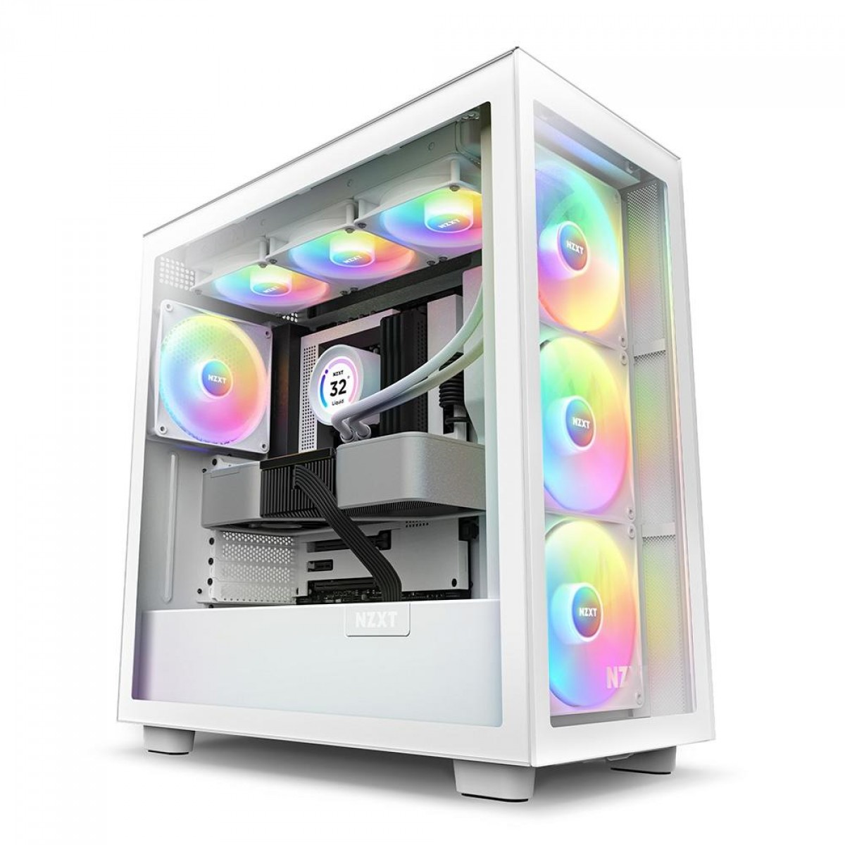 Gabinete Gamer NZXT H7 Elite Mid Tower, Vidro Temperado, White, ATX, Sem Fonte, 4 Fans, CM-H71EW-02